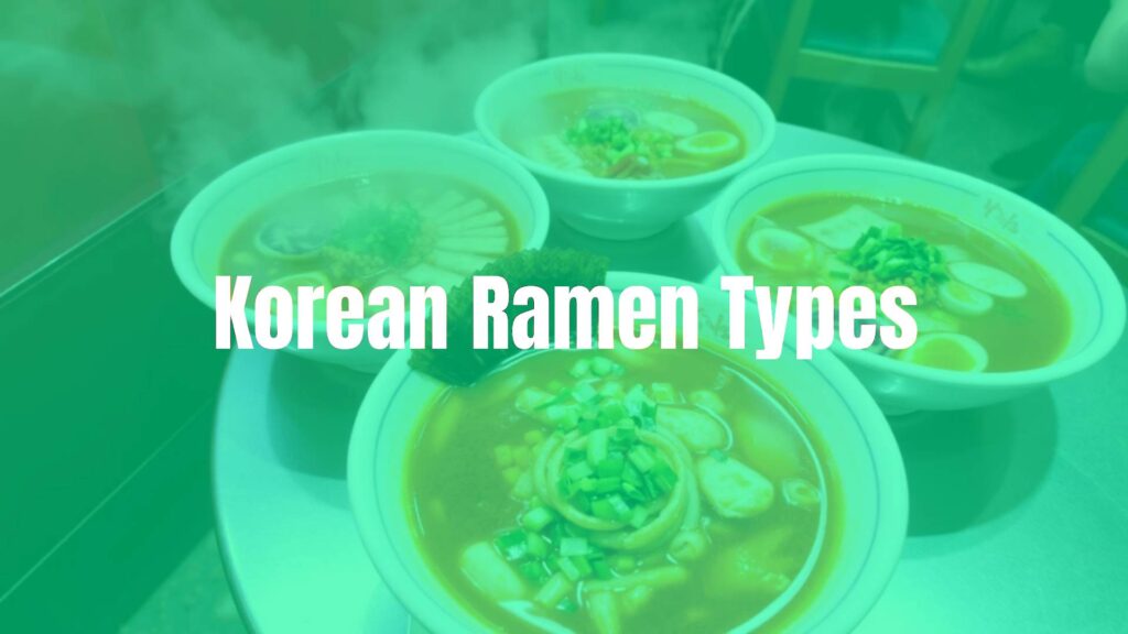 Delicious Korean ramen bowls with various flavors, steaming broth, colorful ingredients, appetizing presentation, vibrant and cozy atmosphere.