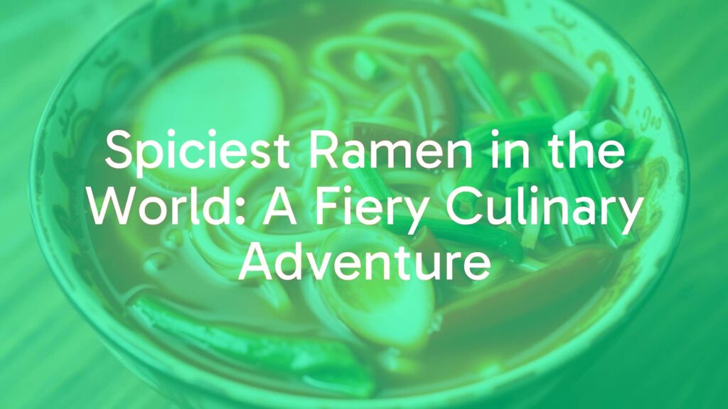 A steaming bowl of fiery red ramen noodles, rich broth with chili oil swirls, topped with scallions and red peppers, intense heat vibe, realistic food photography.