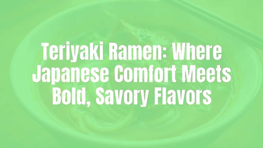 A steaming bowl of teriyaki ramen with glazed chicken, silky noodles, and rich broth, garnished with green onions and sesame seeds, warm and inviting lighting, realistic.