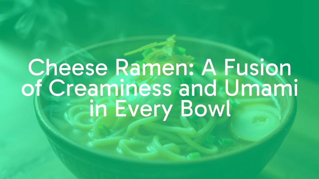 A steaming bowl of cheese ramen with melted mozzarella and cheddar on top, golden noodles in a rich broth, garnished with green onions, cozy lighting, realistic food photography.